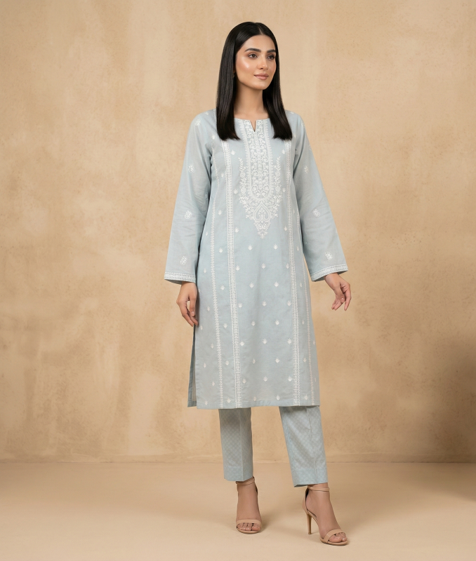 Pale Blue Embroidered Lawn 2-Piece Suit