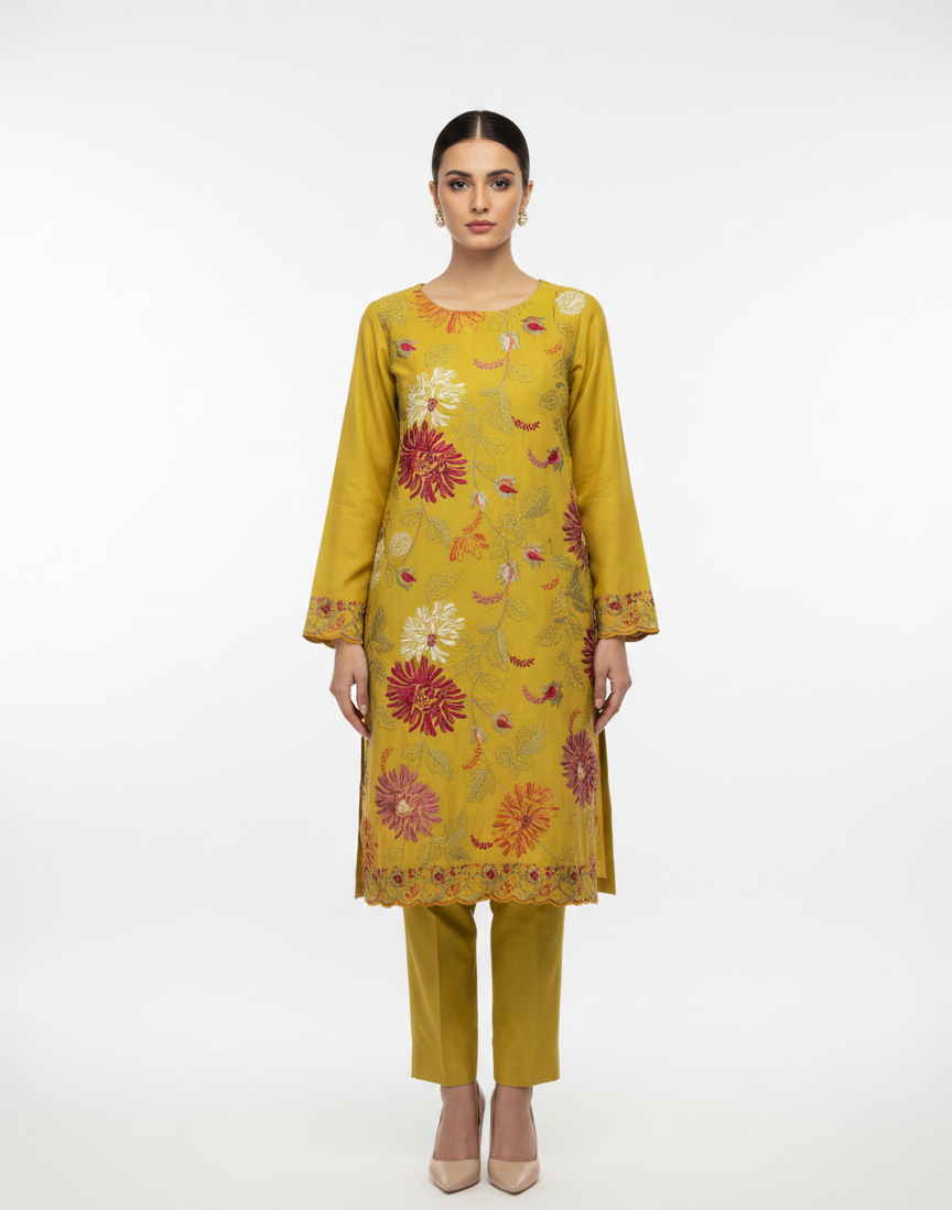Mustard Yellow Lawn 2-Piece Suit