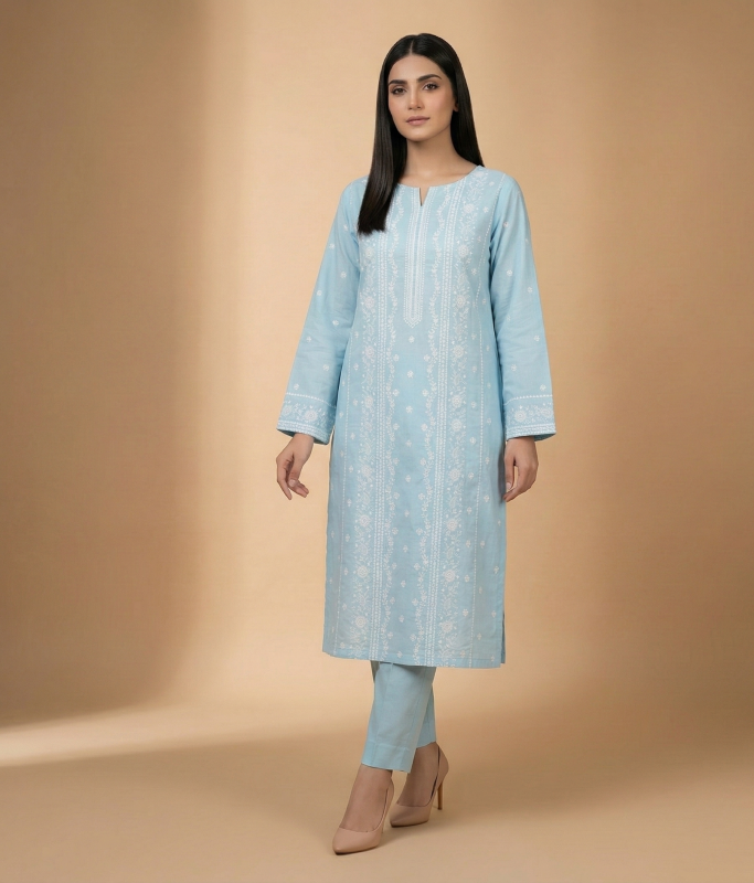 Pale light Blue Embroidered Lawn 2-Piece Suit