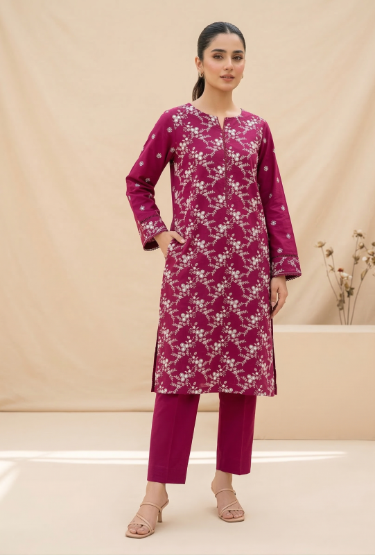 Deep Magenta 2 Piece Pure Lawn Embroidered with 9mm Soft Luxury Fabric
