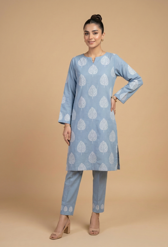 Periwinkle Blue Embroidered Lawn 2-Piece Suit