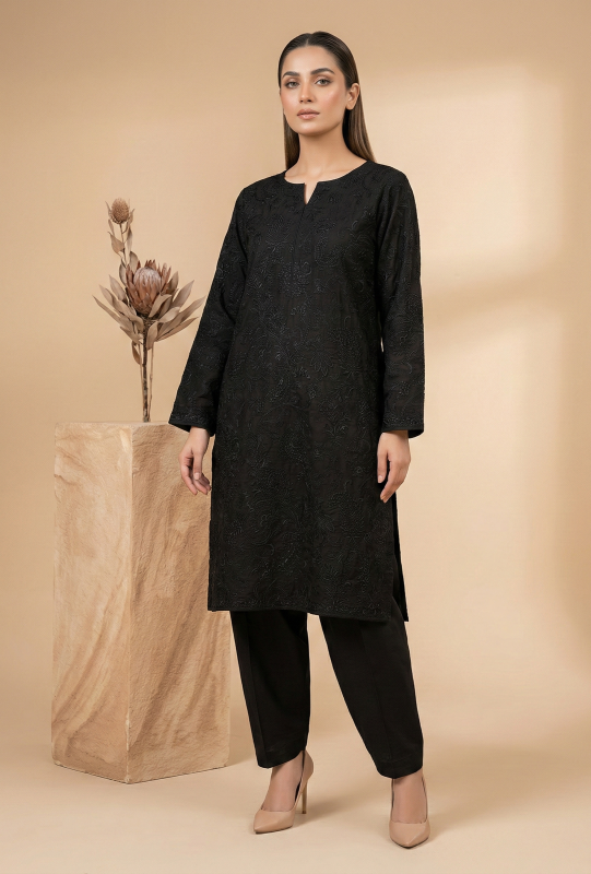 Black Embroidered Lawn 2-Piece Suit