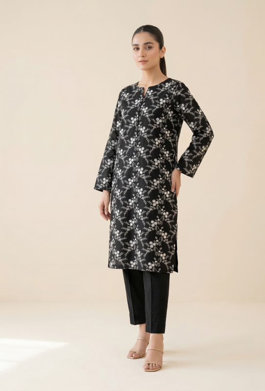 Black 2 Piece Pure Lawn Embroidered with 9mm Soft Luxury Fabric