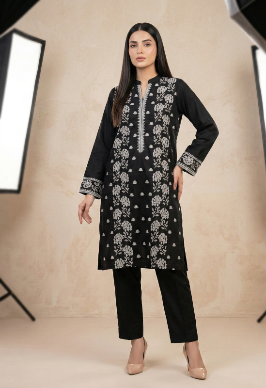 Black Embroidered Lawn 2-Piece Suit
