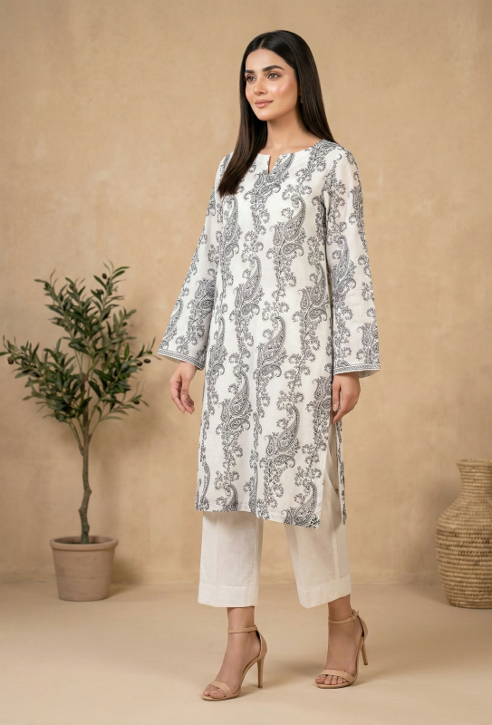 Bright White Embroidered Lawn 2-Piece Suit